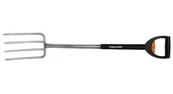 Fourche à bêcher Fiskars - Fourche à bêcher télescopique pour sol dur et caillouteux - 4 dents - Longueur totale: 105 - 125 cm - Acier au bore - SmartFit